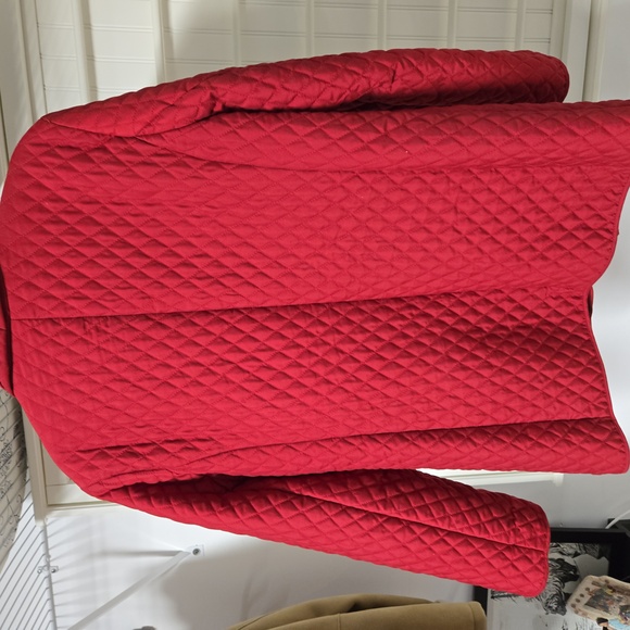 Quilted,red, size large, marvin richards, car coat, fingertip length. - Picture 2 of 7